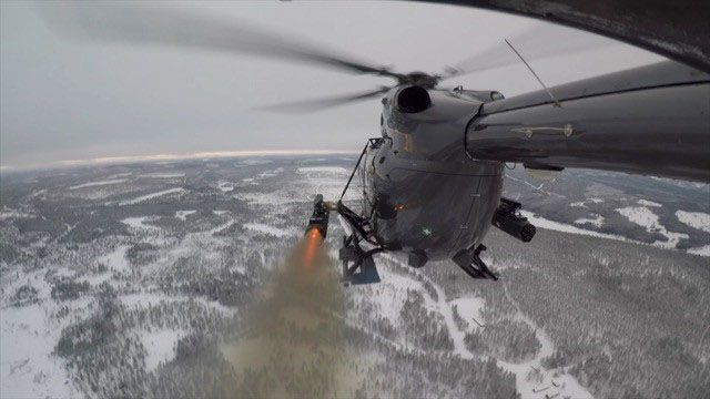 Airbus Helicopters performing firing trials with laser-guided rockets at Älvdalen Firing Range