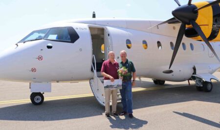 Captain Peter Weger with D328 flight test pilot colleague Captain Conny Cornelius
