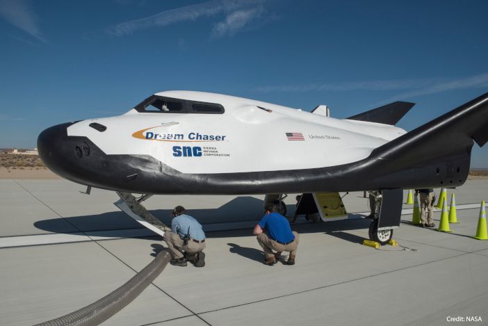 Dream Chaser spacecraft on the ground