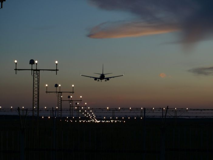 Aircraft landing at airport