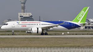 The C919 at Shanghai Pudong airport during flight testing (Photo: Shimin Gu)