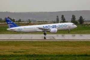  The second MC-21-300 with the latest livery takes off for a flight test