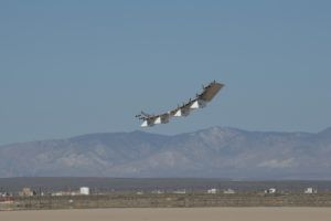 The HAWK30 drone during its first flight at the NASA Armstrong Flight Research Center, California 