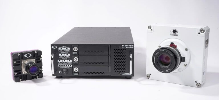The Phantom S-CXP DVR connects to any Phantom high-speed machine vision camera over CoaXPress