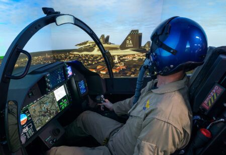 This 2017 image illustrates Boeing’s proposal for a simulator within the T-X system, which became T-7A Red Hawk (Photo: Eric Shindelbower/Boeing)