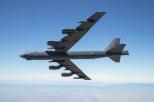 A B-52 carries a prototype of the hypersonic-capable AGM-183A Air-Launched Rapid Response Weapon, during its first captive carry flight on June 12, 2019 (Image: U.S. Air Force)