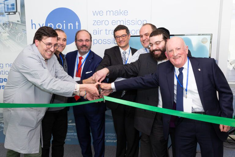 Hypoint’s Alex Ivanenko (left) opening the laboratories with local dignitaries and partners from the aerospace sector
