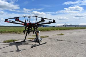 A drone before a test flight at the New York UAS Test Site
