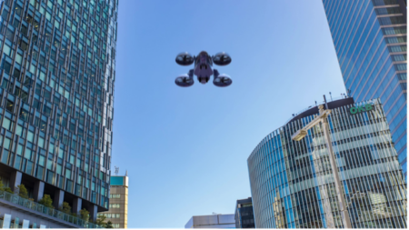 Drone in city