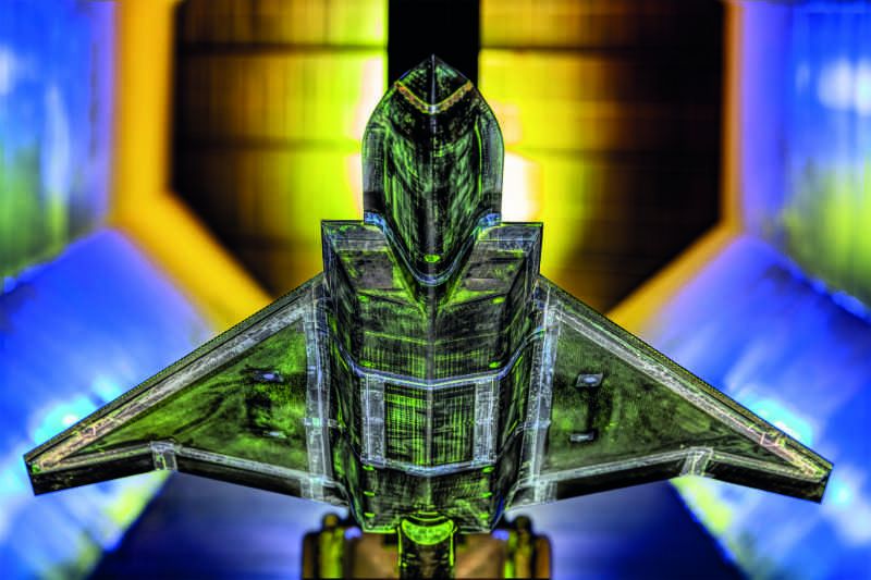 A manipulated image shows elements of Tempest’s digital design on a wind tunnel model (Photo: BAE Systems)