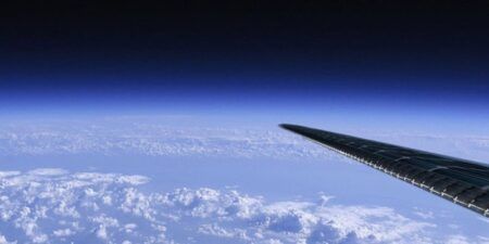 view over a wing during a flight