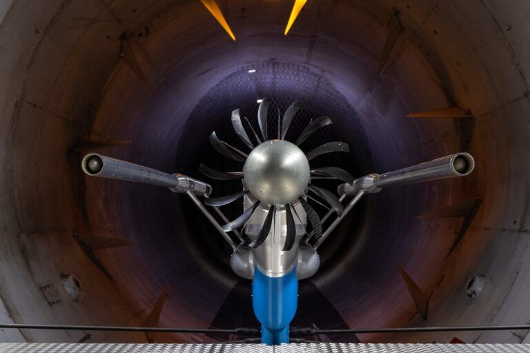 engine demonstrator in a wind tunnel