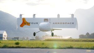 eVTOL prototype during hover test