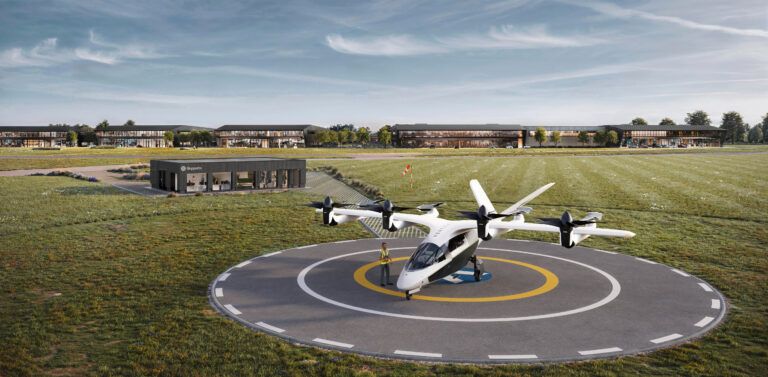 Skyports Infrastructure has unveiled designs for the UK’s first permanent vertiport testbed for the electric air taxi industry