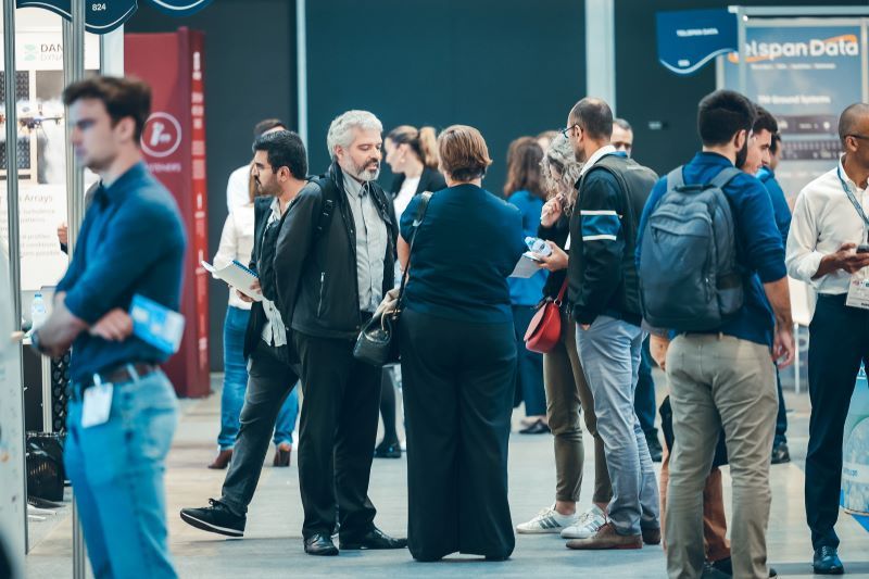 Visitors at an exhibition