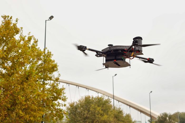 A drone flying overhead