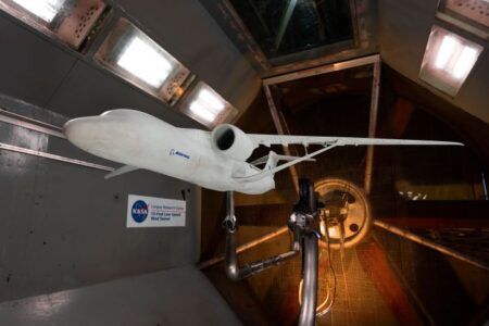 X-66 model in wind tunnel