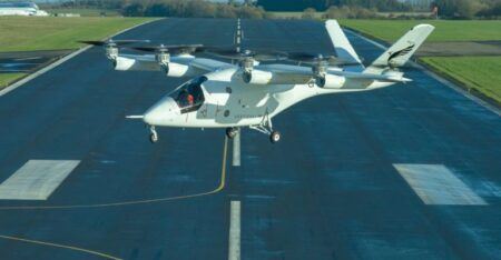 VX4 eVTOL during testing glight