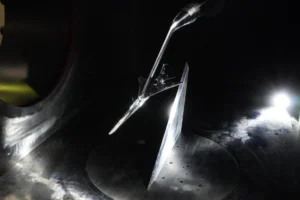X-59 scaled model positioned in JAXA supersonic wind tunnel during critical noise assessment testing