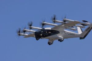 Archer's Midnight electric vertical takeoff and landing aircraft during piloted flight testing