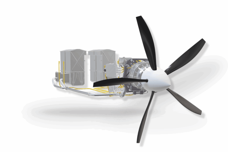 ZeroAvia 600kW electric propulsion system components showing four bidirectional inverters and direct drive motor assembly
