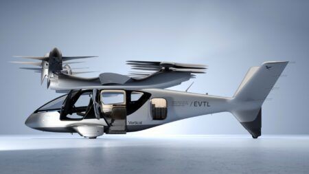 Vertical Aerospace reveals Valo eVTOL design and UK routes Side profile view of Vertical Aerospace Valo eVTOL aircraft with doors open showing cabin interior