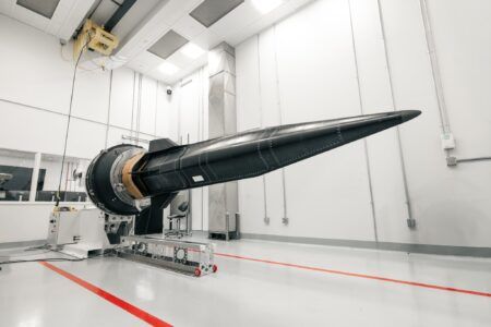 Rocket Lab to launch Dart AE hypersonic aircraft this month Rocket Lab HASTE rocket payload section mounted on a support cradle inside a clean room facility