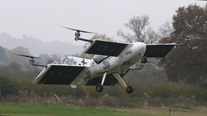 SkyFly Axe eVTOL in low hover during flight testing