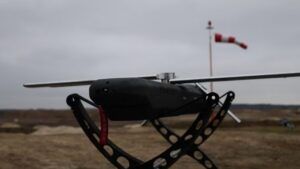 Cambridge Aerospace Skyhammer interceptor missile on its launch cradle at an outdoor test site