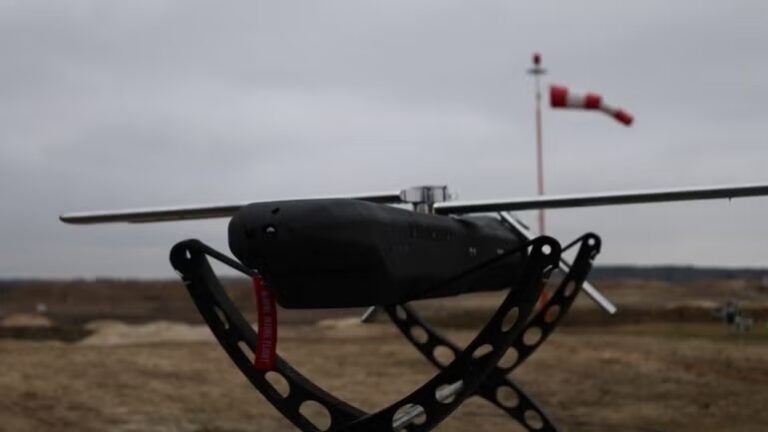Cambridge Aerospace Skyhammer interceptor missile on its launch cradle at an outdoor test site
