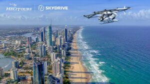 Japan-based manufacturer SkyDrive and Gold Coast Helitours plan electric vertical take-off and landing sightseeing flights from 2028