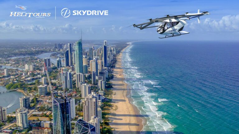 Japan-based manufacturer SkyDrive and Gold Coast Helitours plan electric vertical take-off and landing sightseeing flights from 2028